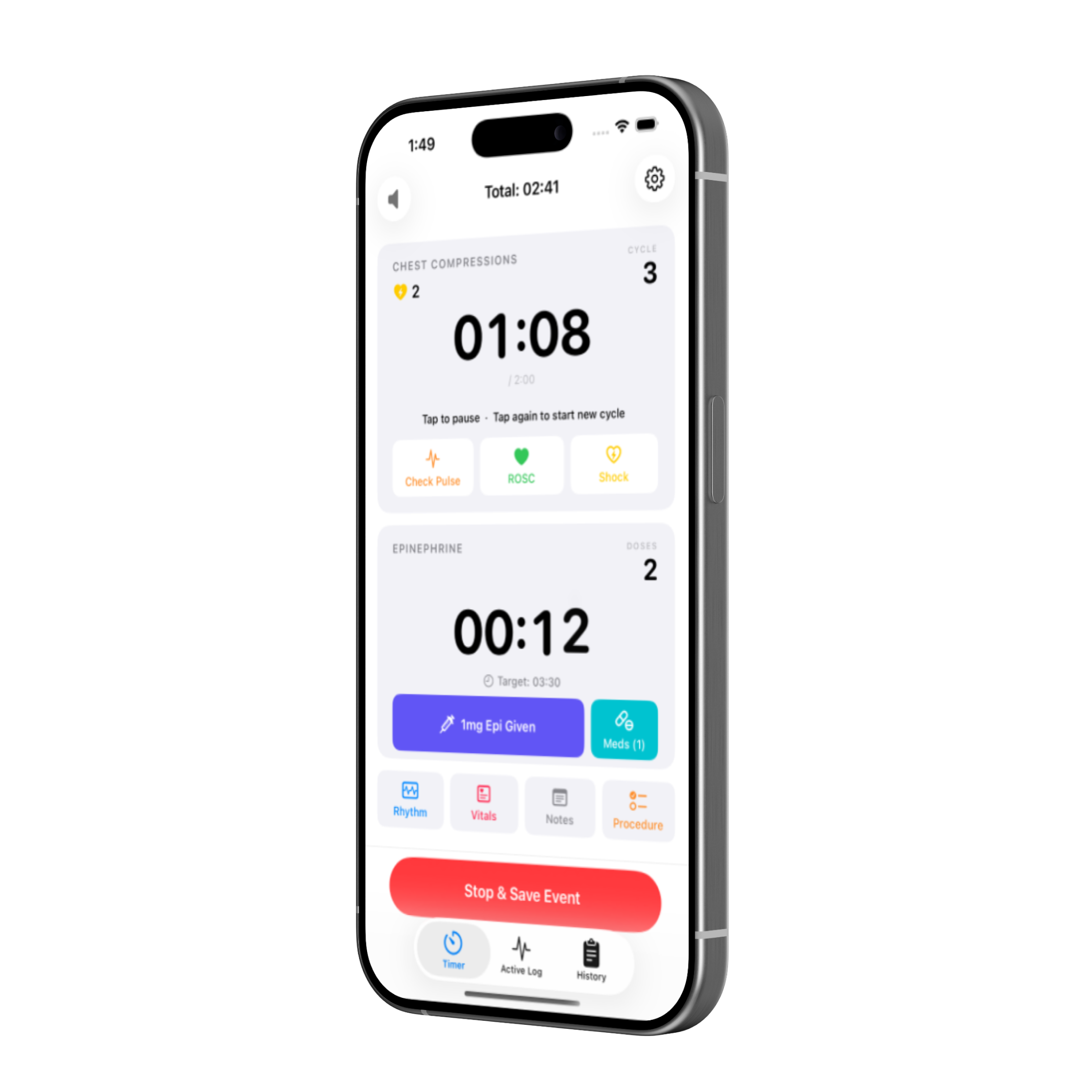 MedCode resuscitation timer screenshot